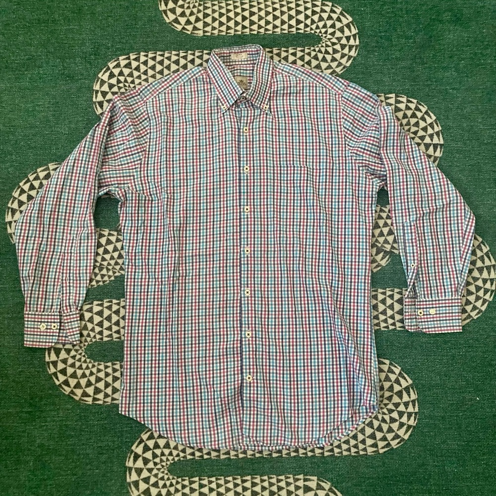 Peter Millar Pink and Blue Checkered Shirt